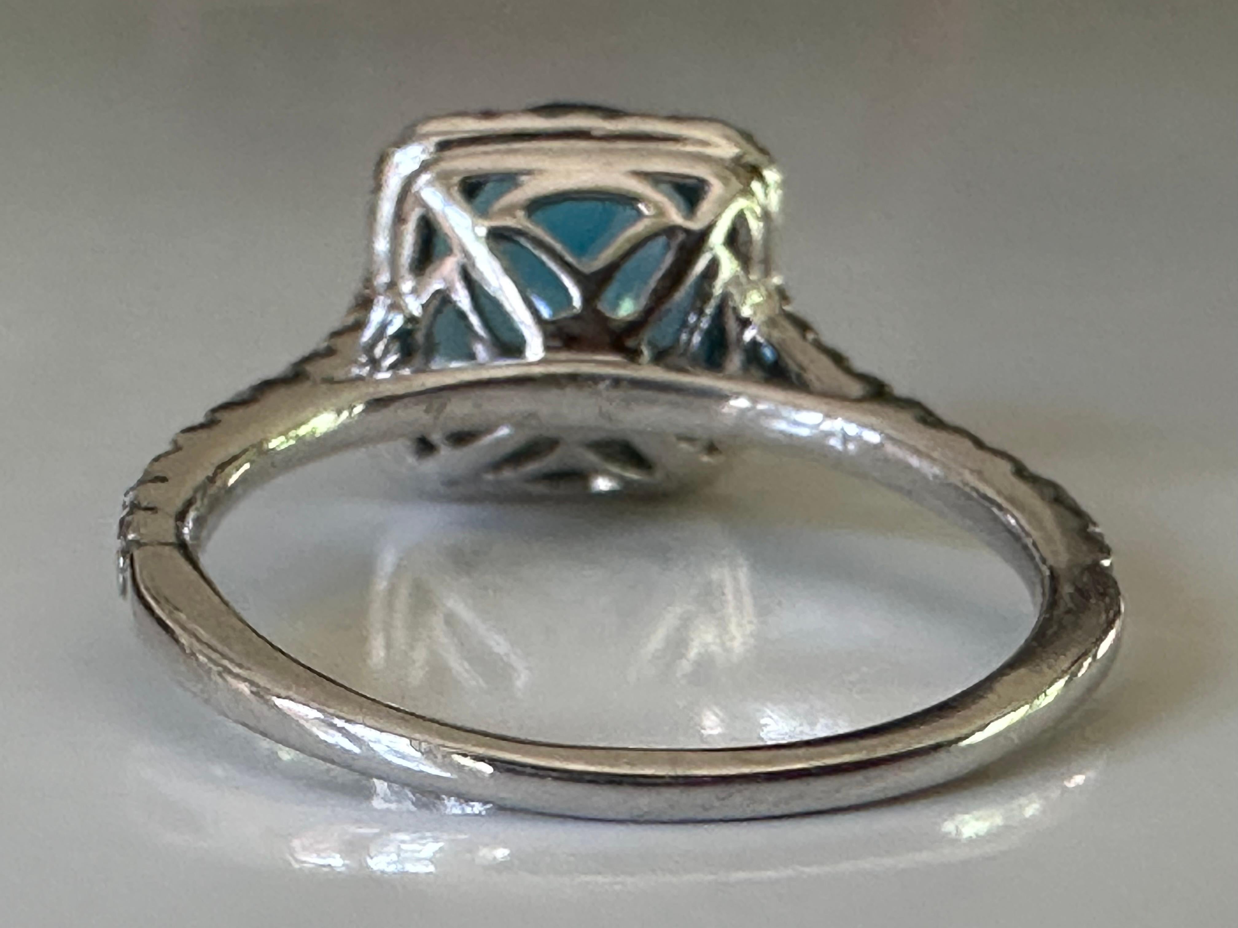 Estate Natural Blue Topaz and Diamond Halo Ring For Sale 4