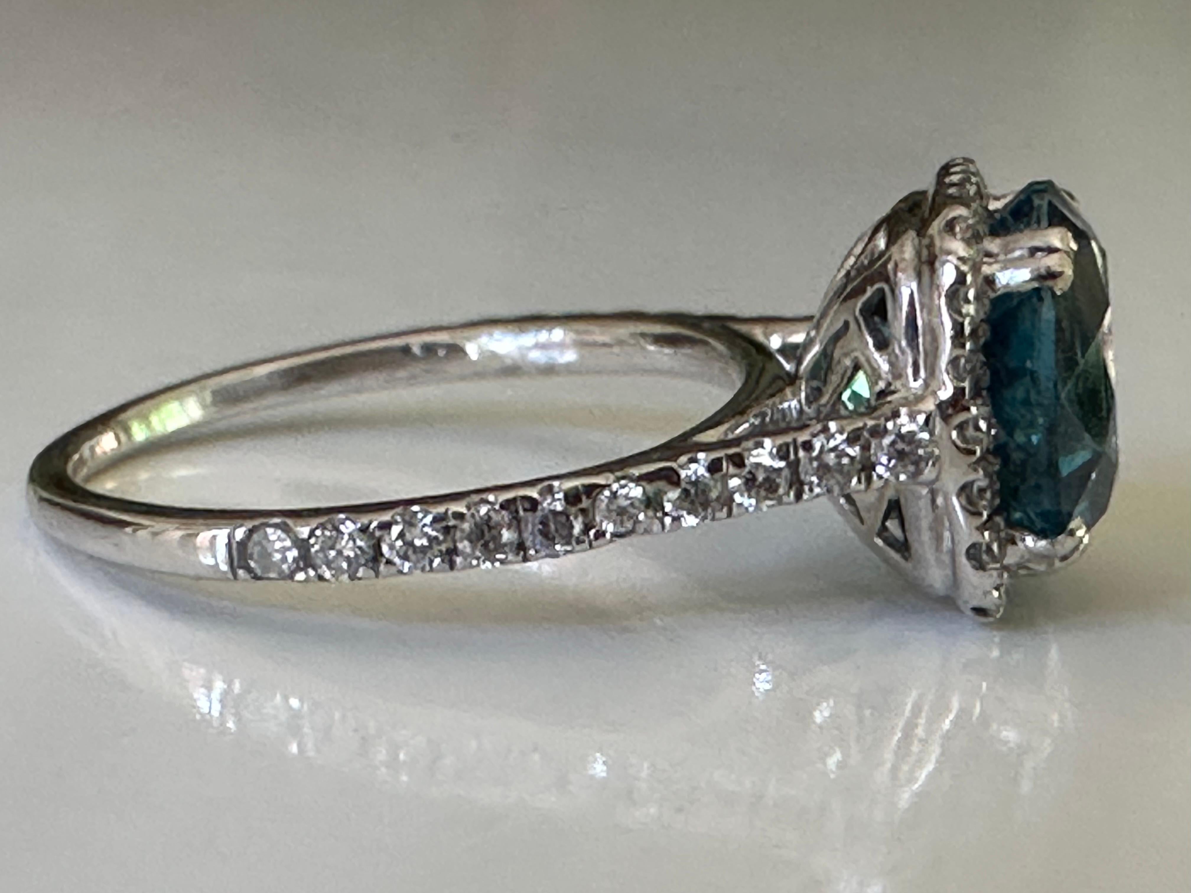 Estate Natural Blue Topaz and Diamond Halo Ring For Sale 9