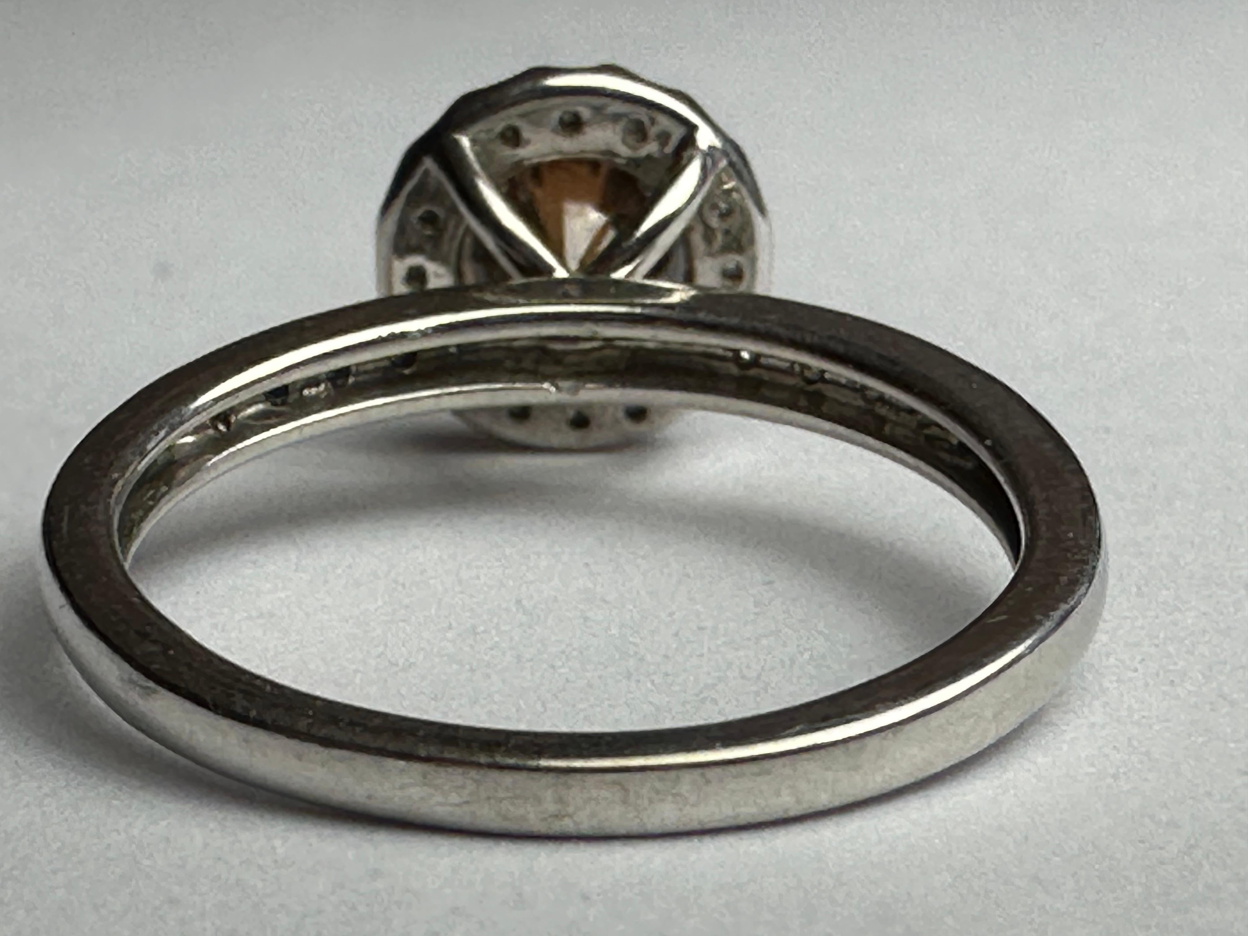 Estate Natural Chocolate Diamond Halo Ring  In Good Condition For Sale In Denver, CO