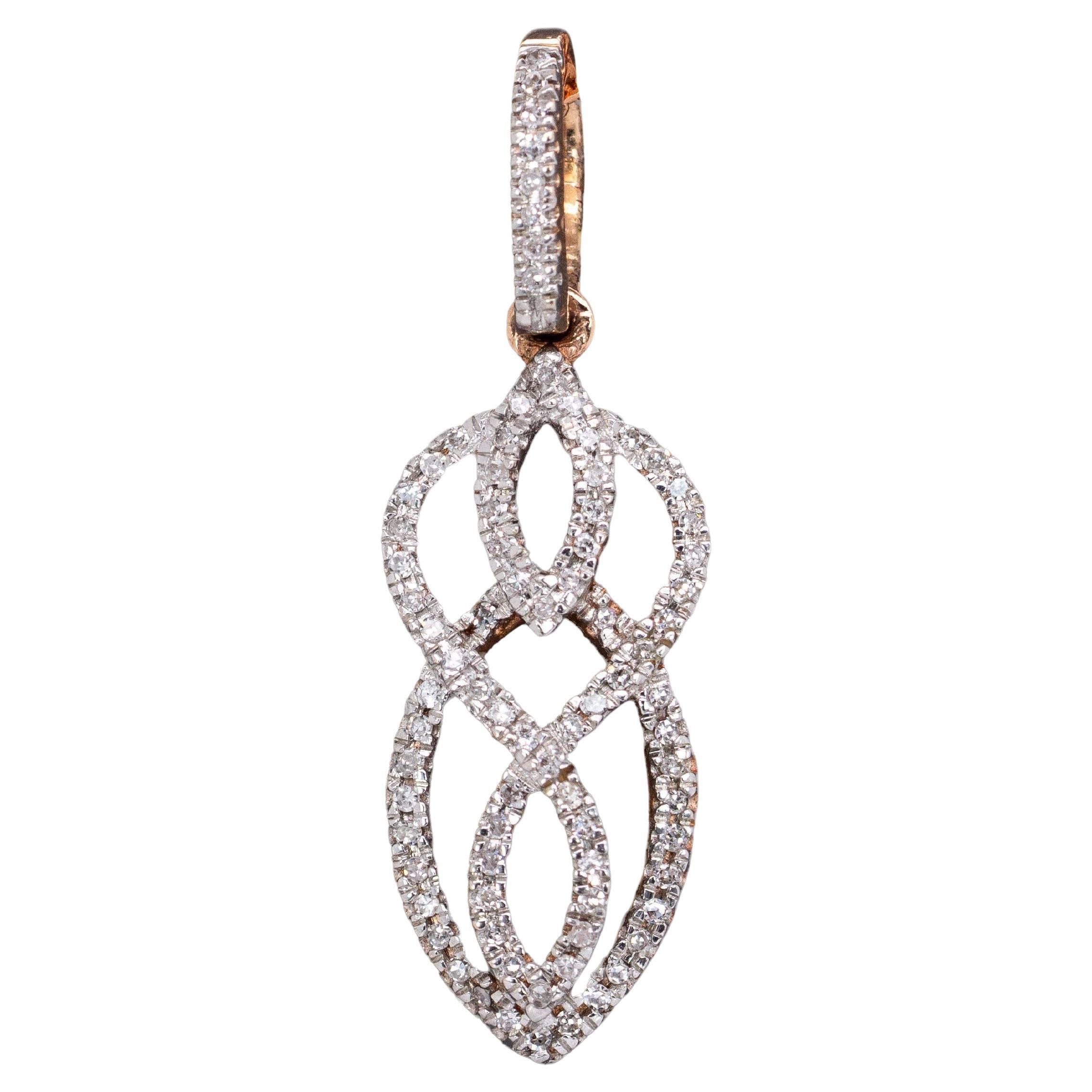 Colgante de oro rosa macizo de 14 quilates con acentos de diamantes naturales Estate  26.5x8mm