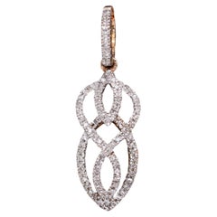 Colgante de oro rosa macizo de 14 quilates con acentos de diamantes naturales Estate  26.5x8mm