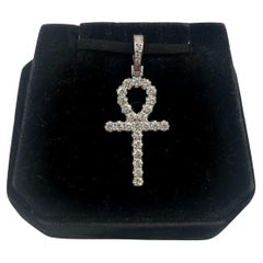 Estate Natural Diamond Ankh Cross in 14kt White Gold – Approx. 1.35ctw Diamonds