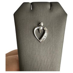 Estate Natural Diamond Heart Necklace in Platinum