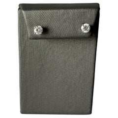 Estate Natural Diamond Studs in 14kt White Gold - 1.40ctw Diamonds