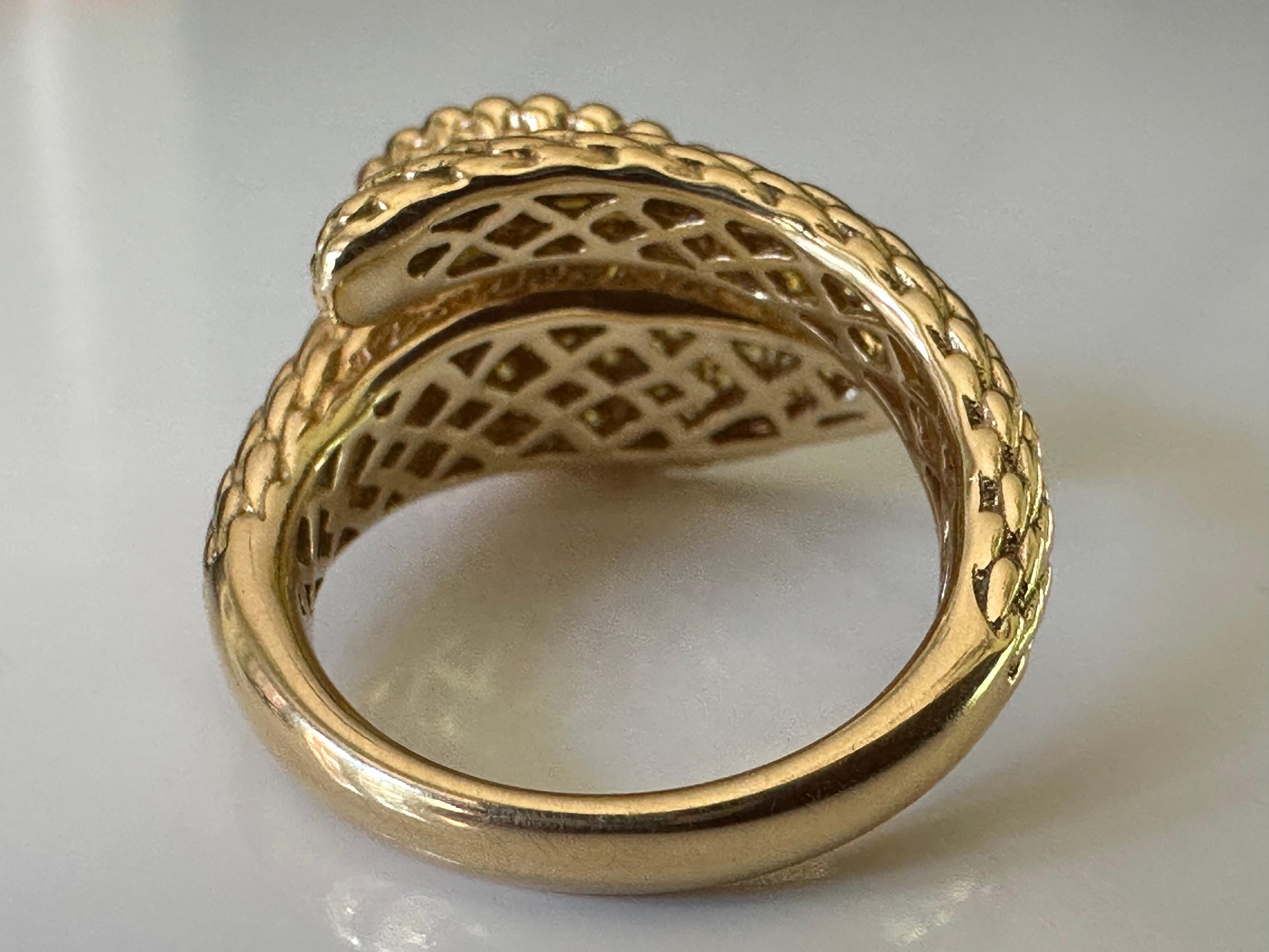 Estate Natural Fancy Yellow Diamond and Yellow Gold Snake Ring  For Sale 5