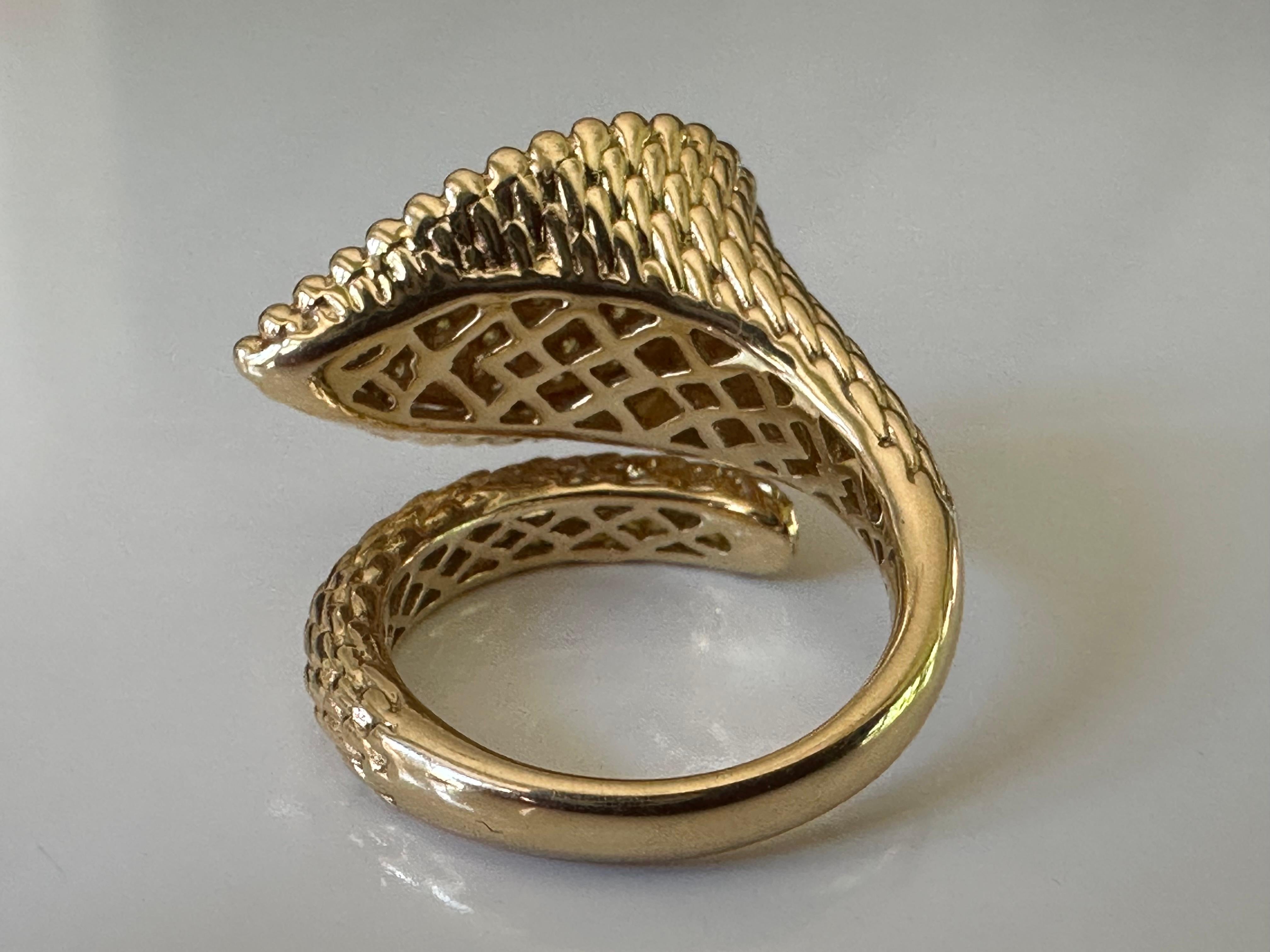 Estate Natural Fancy Yellow Diamond and Yellow Gold Snake Ring  For Sale 1