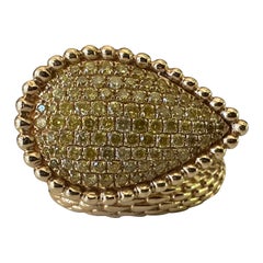 Estate Natural Fancy Yellow Diamond and Yellow Gold Snake Ring