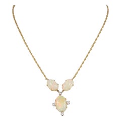 Nachlass Natürlicher feiner australischer Opal und Diamant-Anhänger Halskette