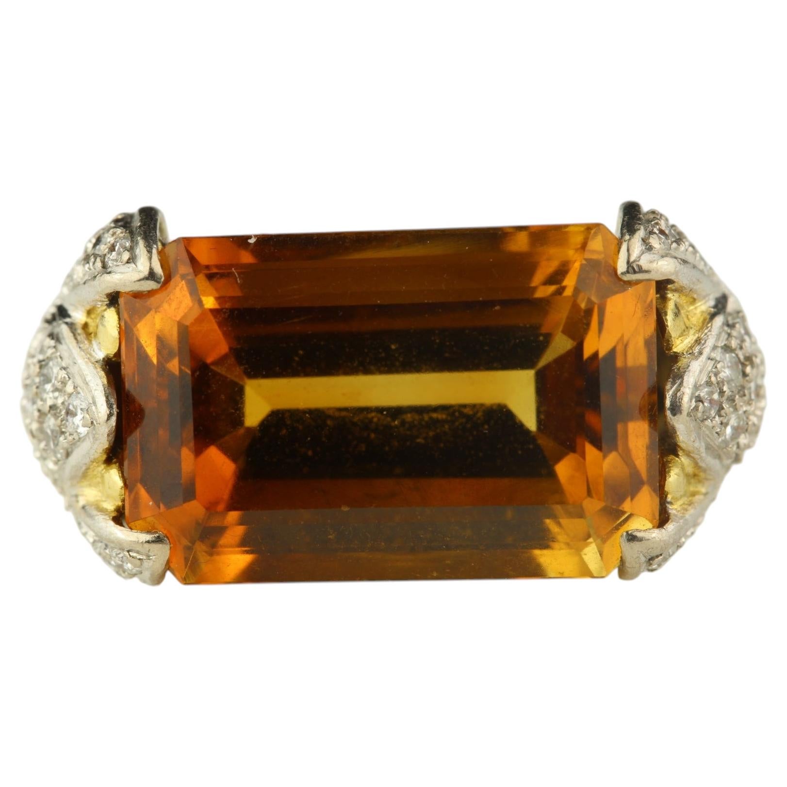 Estate Natural Orange Citrin und Diamant-Cocktail-Ring