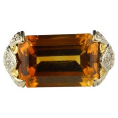 Estate Natural Orange Citrine and Diamond Cocktail Ring