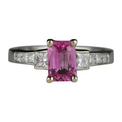 Estate Natural Pink Sapphire and Diamond Ring