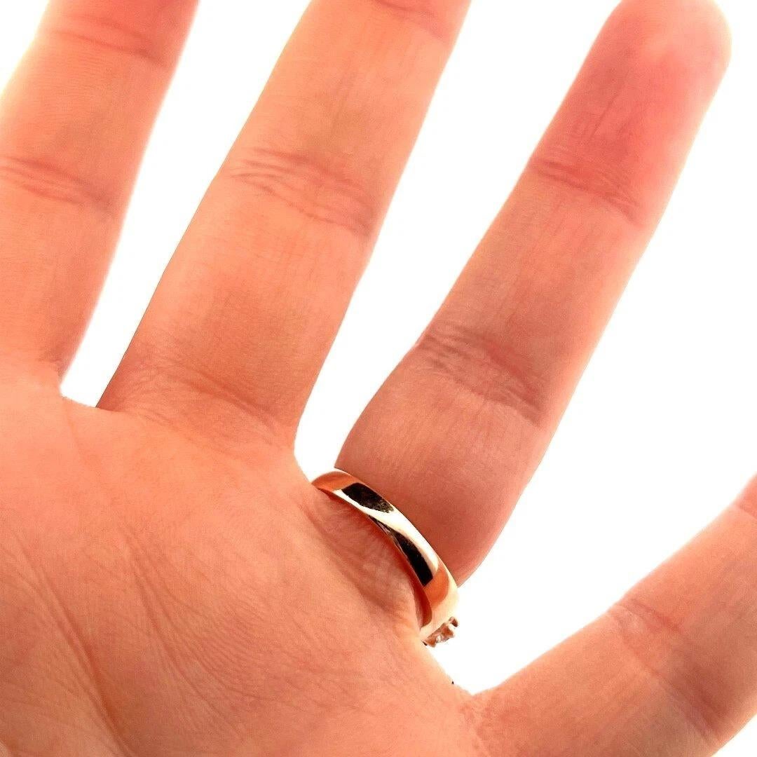 Women's Estate Natural Round Ruby & Diamond 14K Rose Gold Three Row Band Ring Size 6.25 For Sale