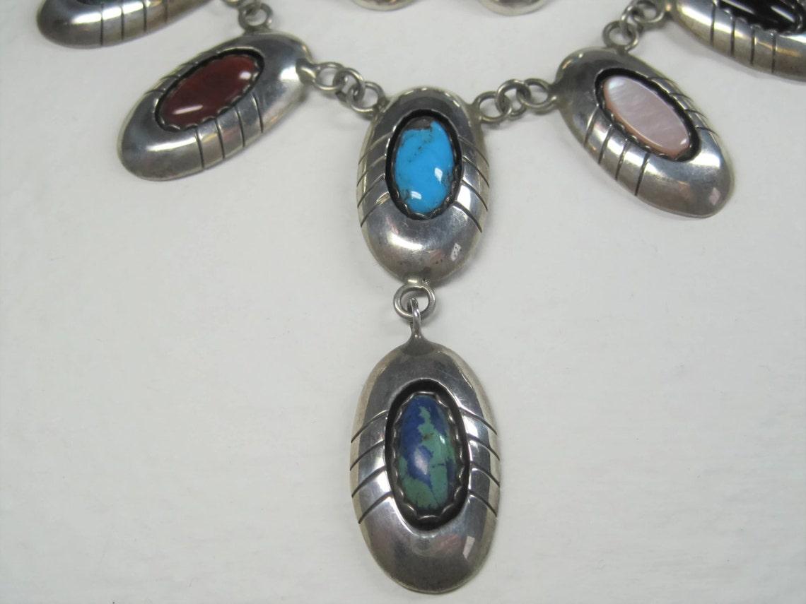 Nachlass Navajo Multi Stone Halskette und Ohrringe Native American Jewelry Set im Angebot 2