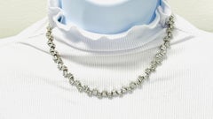 Estate Neil Joseph White Diamond Princess Cut Necklace in 18K White Gold