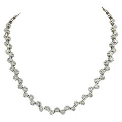 Estate Neil Joseph White Diamond Princess Cut Necklace in 18K White Gold