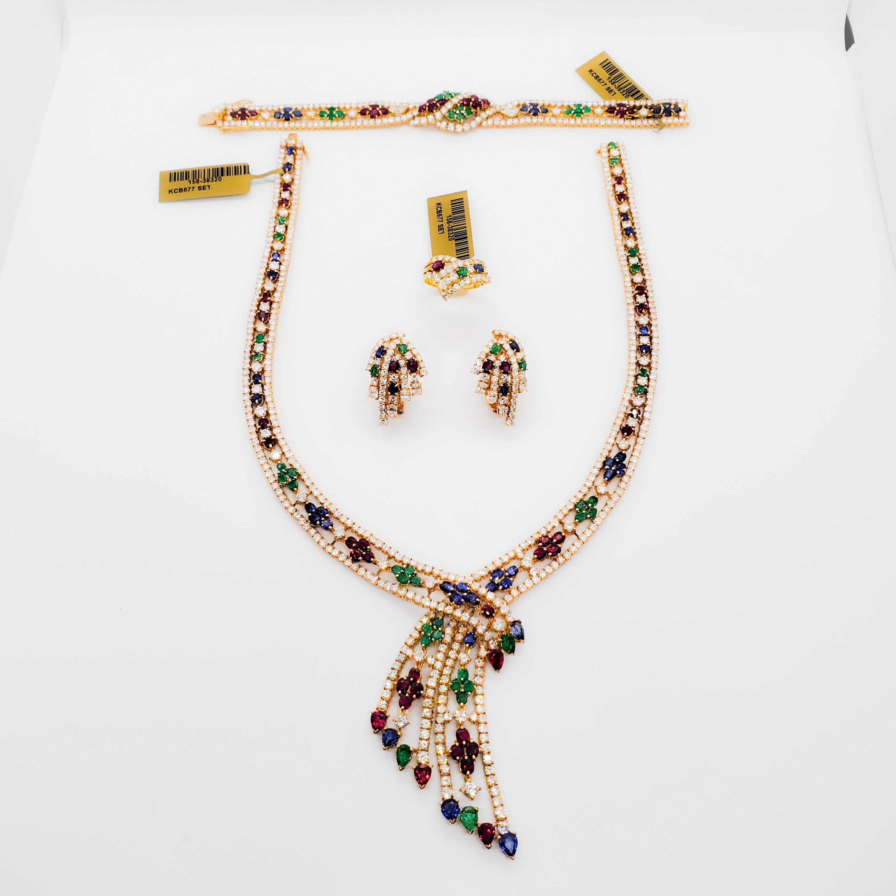 Estate Neiman Marcus Necklace, Earrings, Bracelet, and Ring Set in 18 Karat In Excellent Condition In Los Angeles, CA