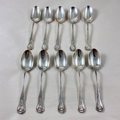 Juego de 10 cucharillas de plata de ley con motivo de concha de Newport, en estado puro