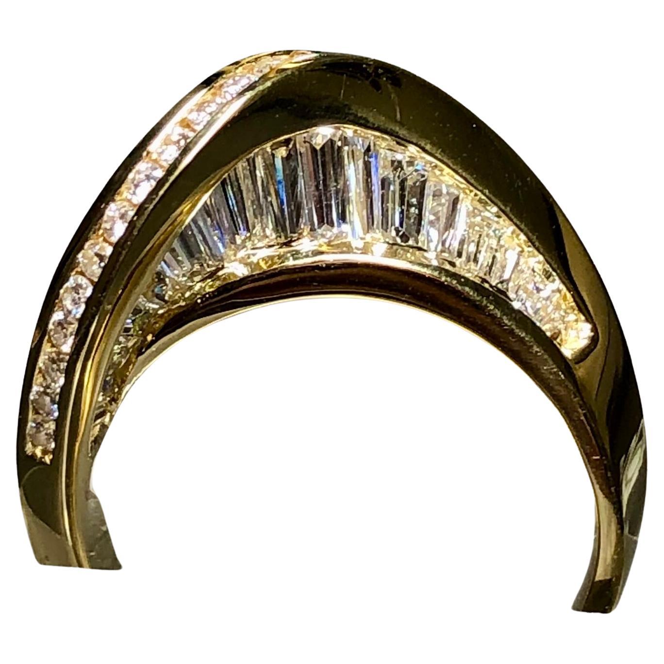 Estate NOVA 18K Baguette Round Diamond Tall Wave Twist Ring 2cttw G Vs Sz 6.5 For Sale