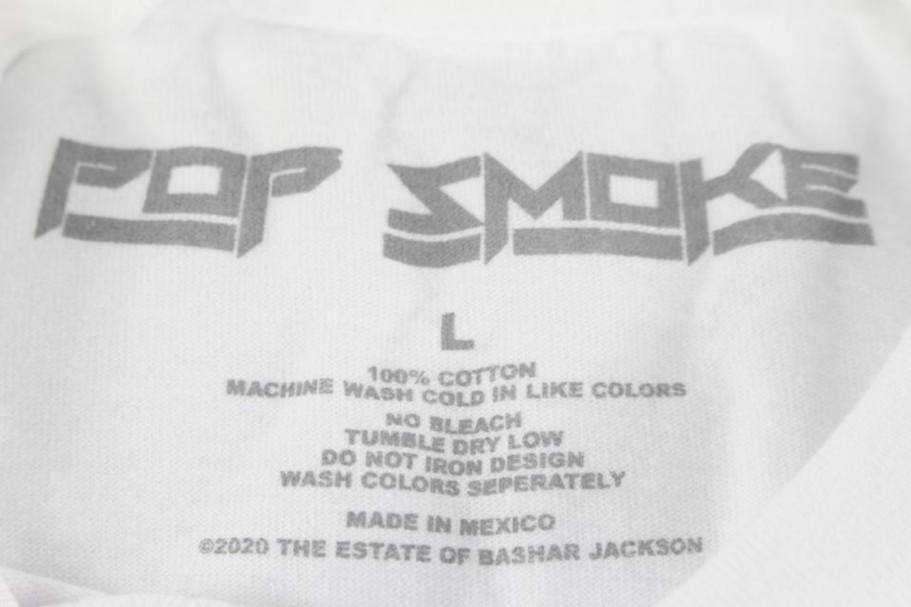 Estate of Bashar Jackson Pop Smoke Virgil Abloh Men's Large Stop the Violence Tee Shirt 123ps38
Made In: Mexico
Measurements: Length:  22.5