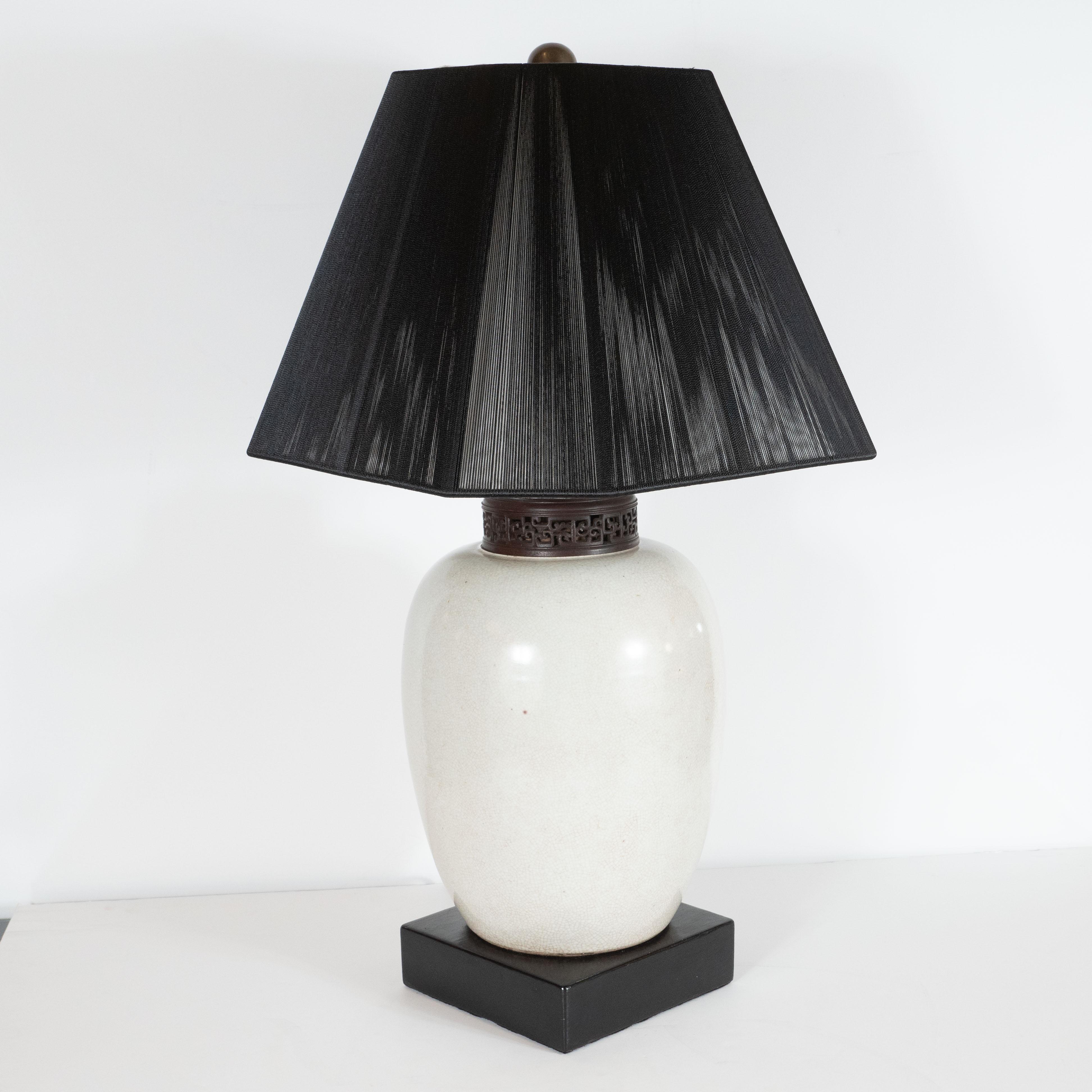 American Estate of Claudette Colbert Signed Billy Haines Lamp with Illume Custom Shade