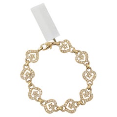 Estate Oj Perrin White Diamond Link Bracelet in 18K Yellow Gold