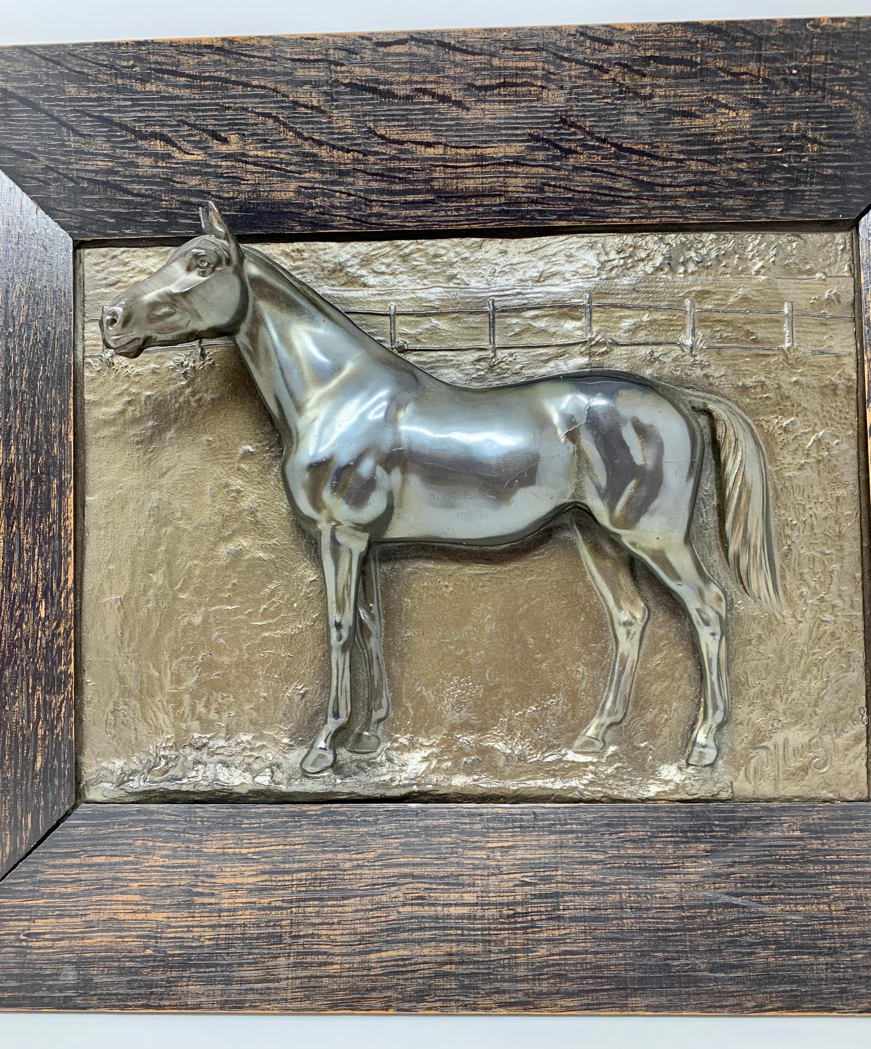 Estate old bronze horse racing trophy wall plaque, Circa 1950's.