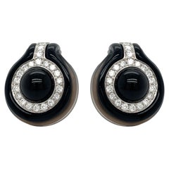 Estate Onyx and Diamond Earrings