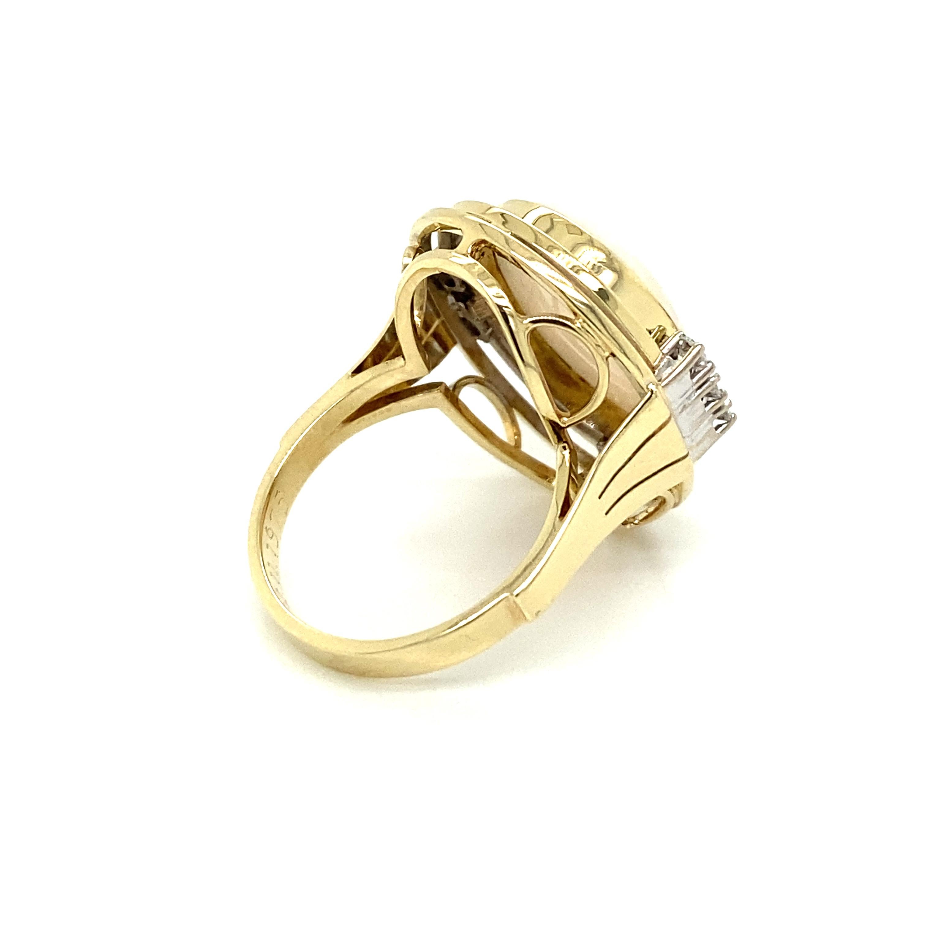 Women's or Men's Estate Opal Diamond Gold Ring
