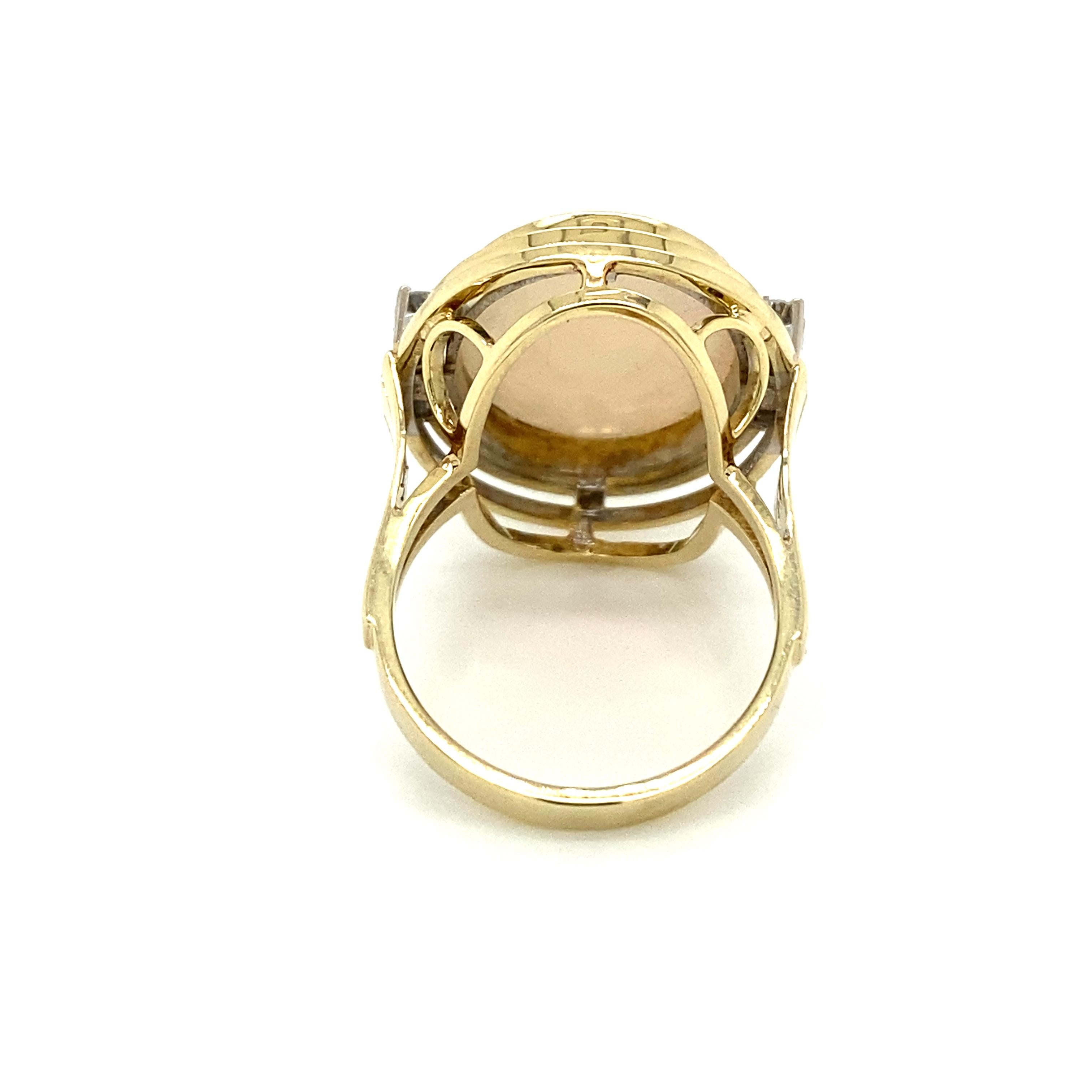 Estate Opal Diamond Gold Ring 2