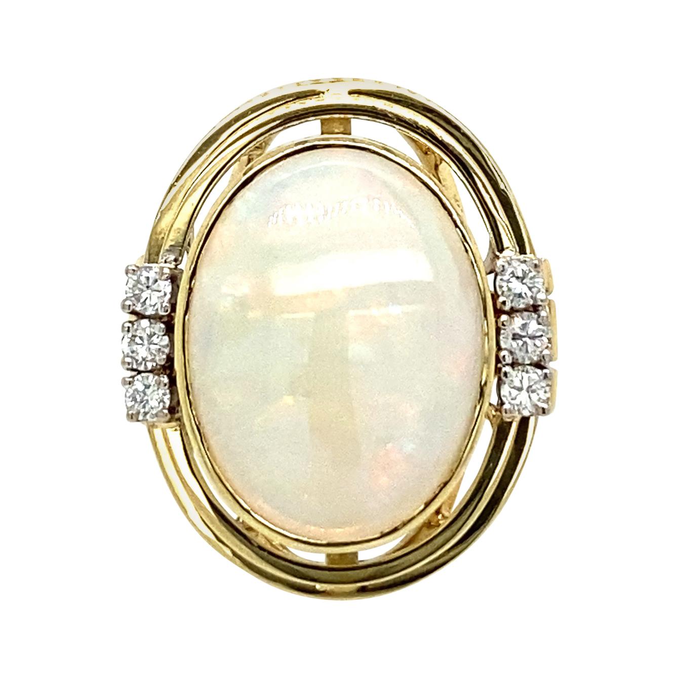 Estate Opal Diamond Gold Ring
