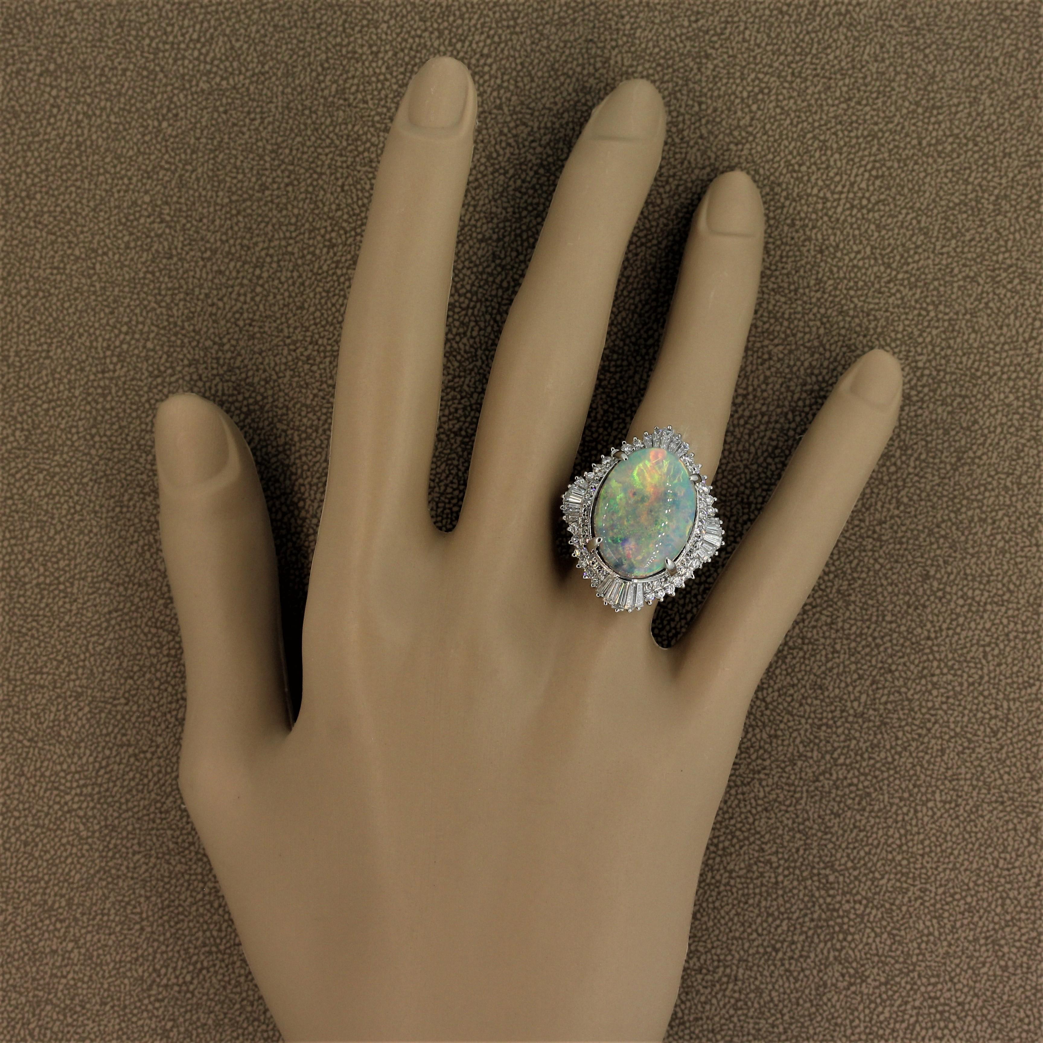 Opal Diamond Platinum Ring 2