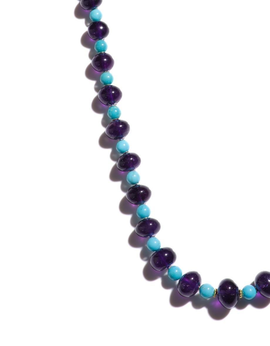 Perle Collier de turquoise et améthyste Sleeping Beauty, longueur opéra géante en vente