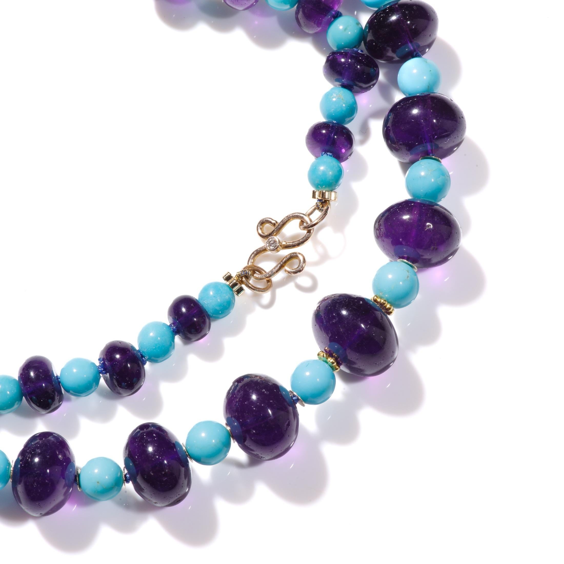 Collier de turquoise et améthyste Sleeping Beauty, longueur opéra géante Neuf - En vente à GOES, NL