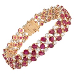 Pulsera Estate Oscar Heyman de oro de 18 quilates con rubíes y diamantes