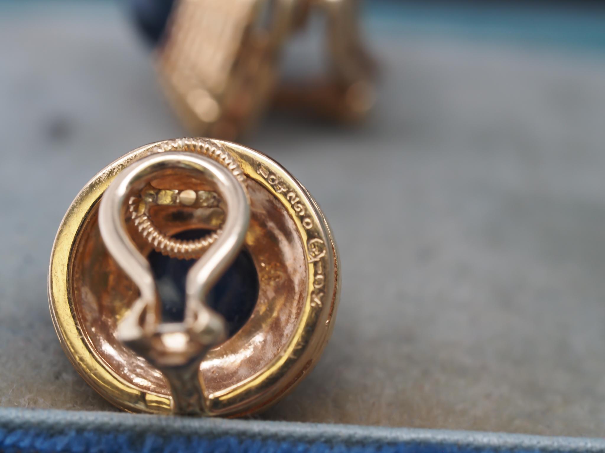 Estate Oscar Heyman 18K Yellow Gold and Cabochon Sapphire Earrings - VHK#984 For Sale 5