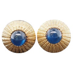 Nachlass Oscar Heyman Ohrringe aus 18 Karat Gelbgold und Cabochon-Saphir - VHK#984