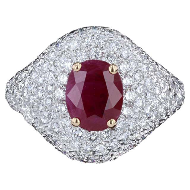 Ruby and Diamond Pave Disc Ring For Sale at 1stDibs | ruby pave rings ...