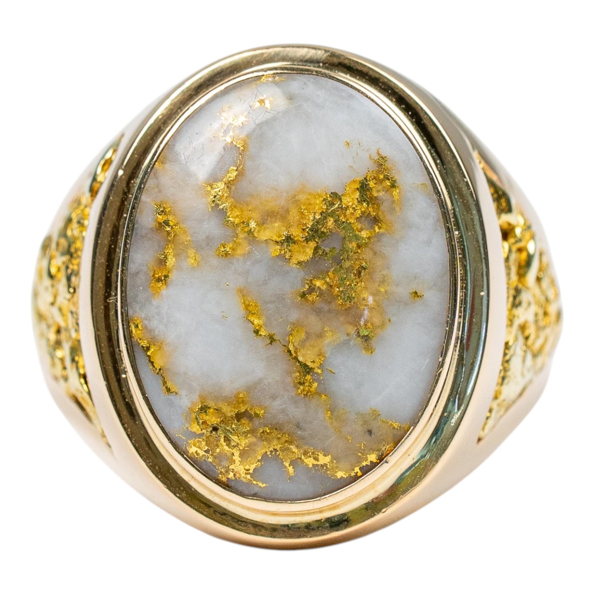 Estate Oval Gold Quartz "orocal" Genuine 14k Gold Casting Statement Nugget Ring View 2