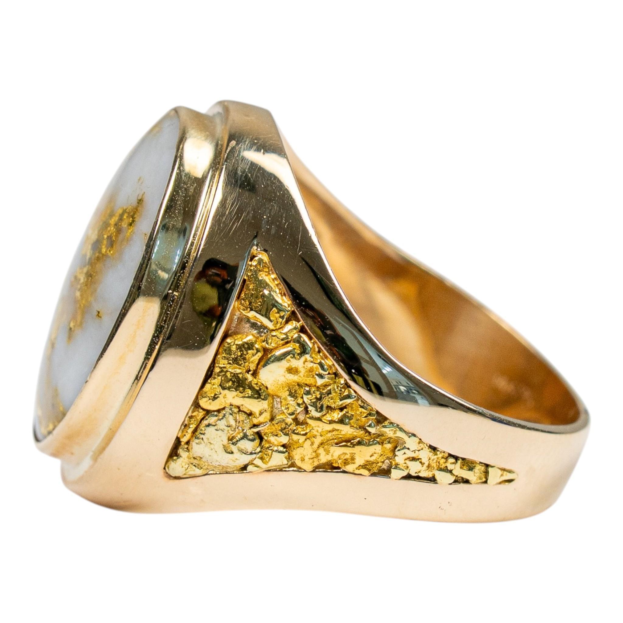 Estate Oval Gold Quartz "orocal" Genuine 14k Gold Casting Statement Nugget Ring View 5