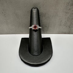 Estate Padparadscha Sapphire Ring in Platinum 1.12ct Sapphire 0.21ctw Diamond