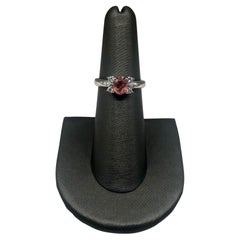Estate Padparadscha Sapphire Ring in Platinum - 1.12ct Sapphire, 0.21ctw Diamond