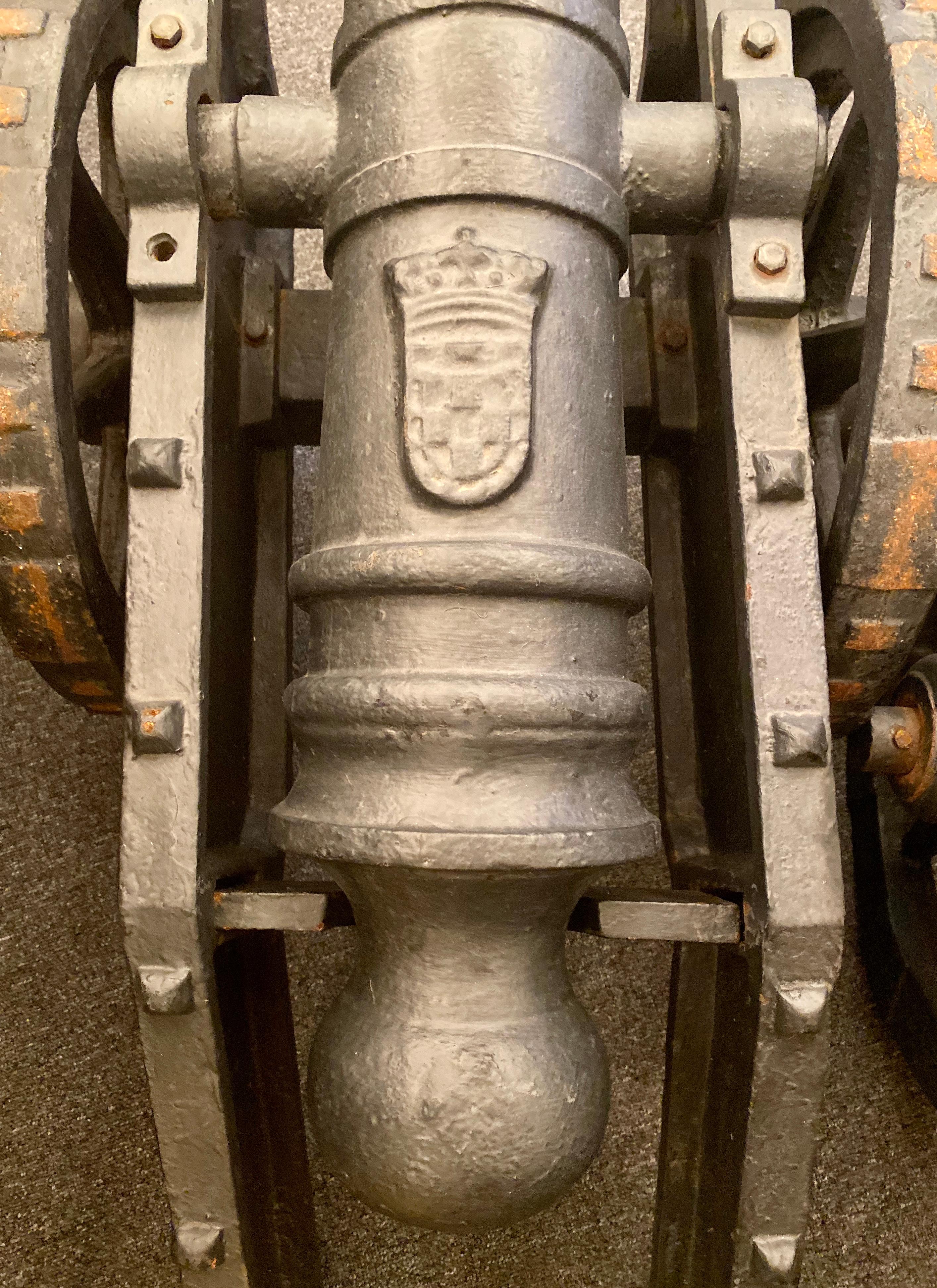Estate Pair of Cast Iron Reproduction 19th Century American Cannons and Caissons 1