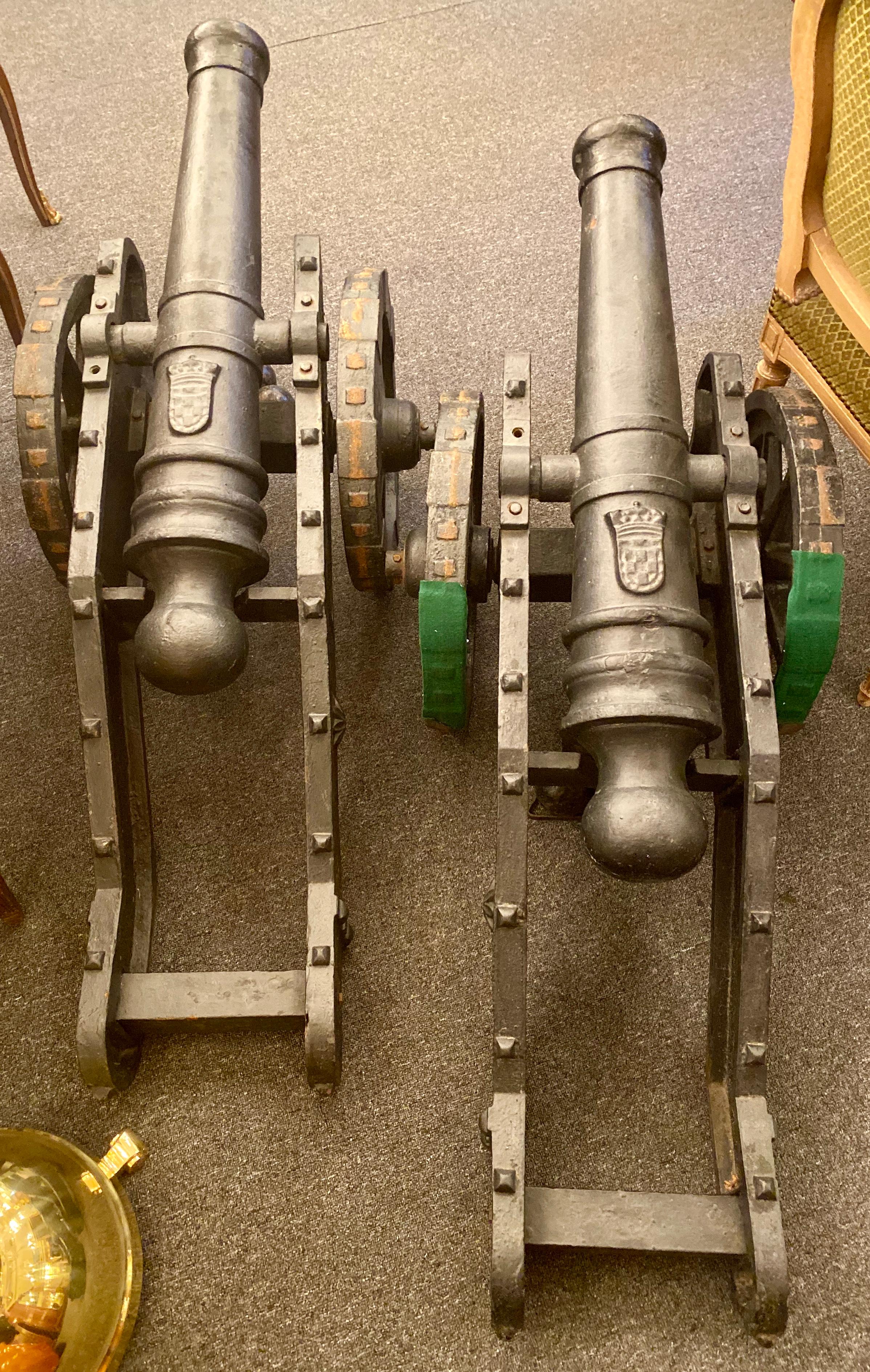 Estate Pair of Cast Iron Reproduction 19th Century American Cannons and Caissons 2
