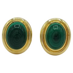 Boucles d'oreilles Paloma Picasso pour Tiffany & Co en or 18 carats avec cabochon de malachite