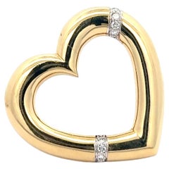 Estate Paloma Picasso for Tiffany & Co. Open Heart Diamond Pin 18K Yellow Gold