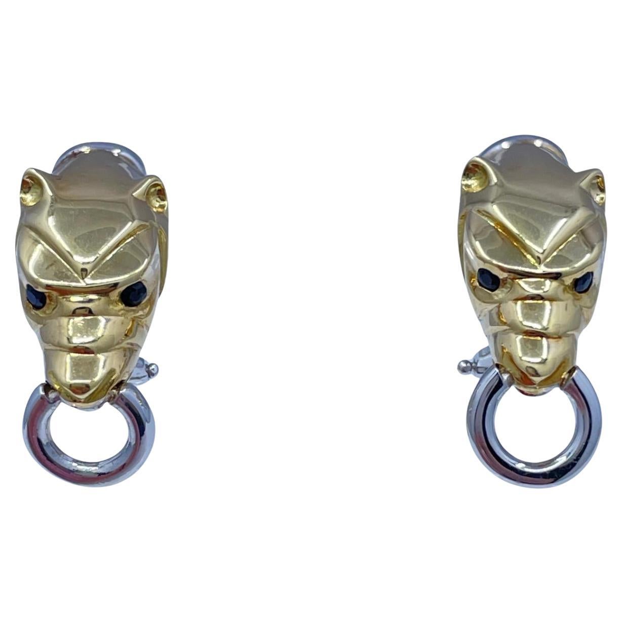 Pendientes Estate Panther Cat Oro Amarillo 18k