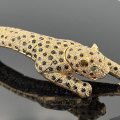 Estate Panther Pulsera Envolvente Oro 18k Diamante Zafiro Esmeralda