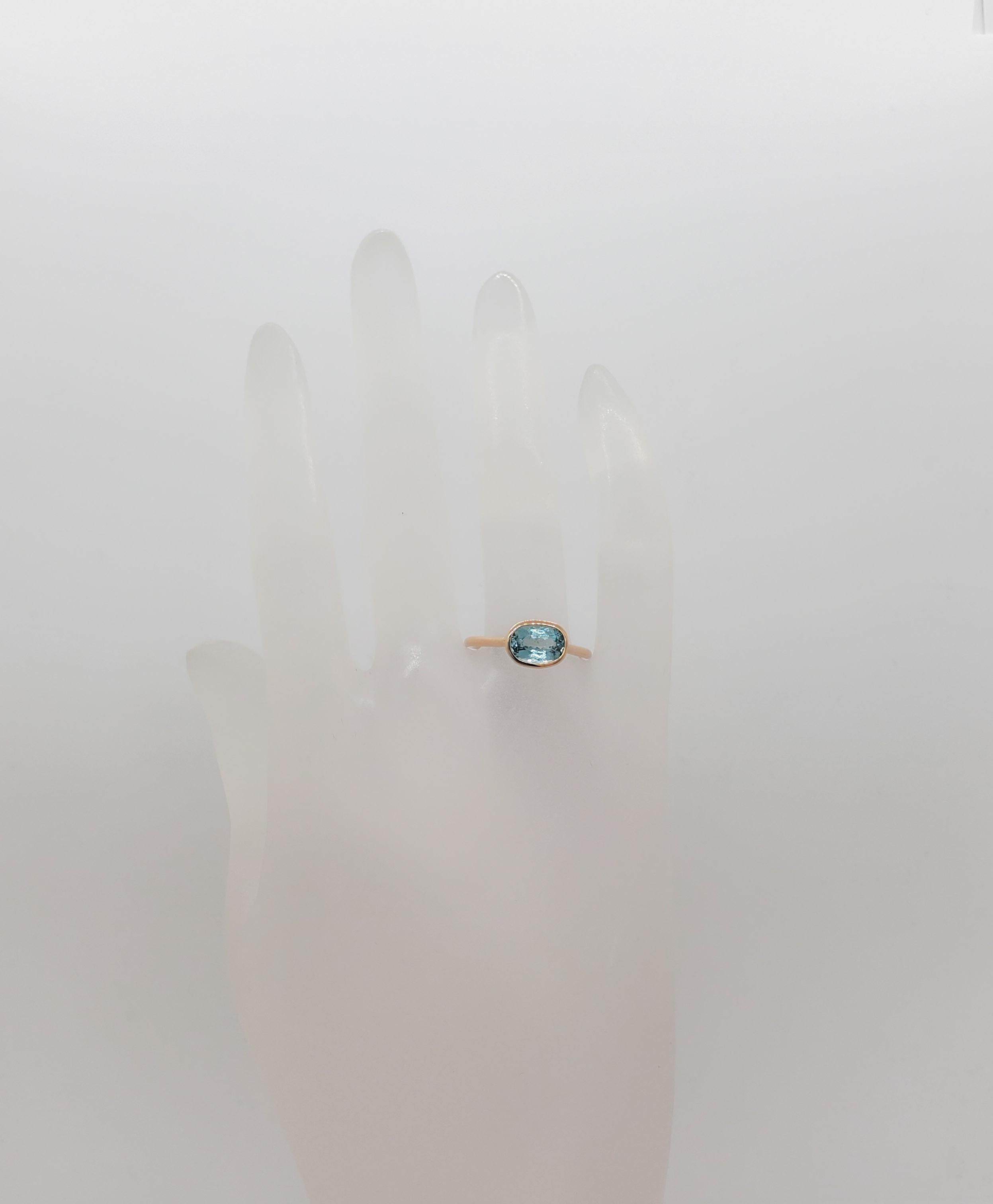 Oval Cut Estate Paraiba Tourmaline Solitaire Ring in 18k Rose Gold For Sale