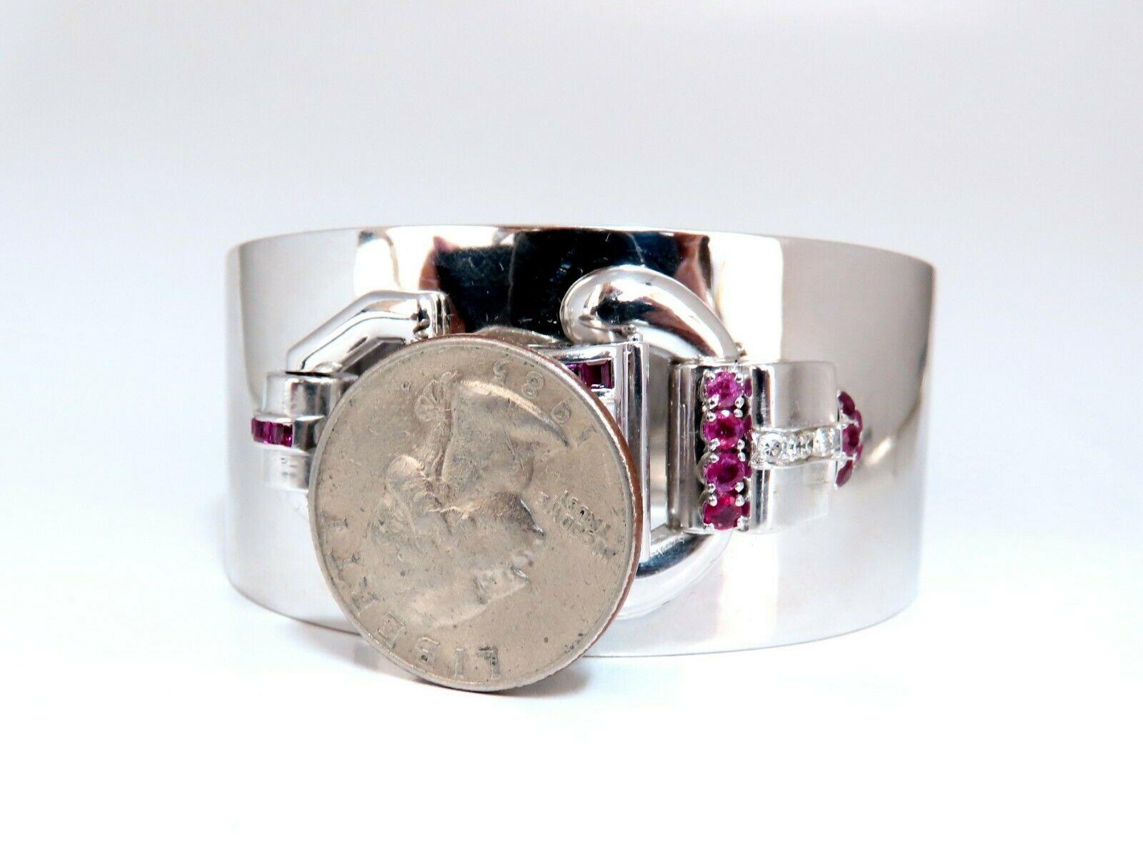 Art Deco Estate Paul DitiSheim Natural Ruby Diamonds Bangle Watch Bracelet 14 Karat