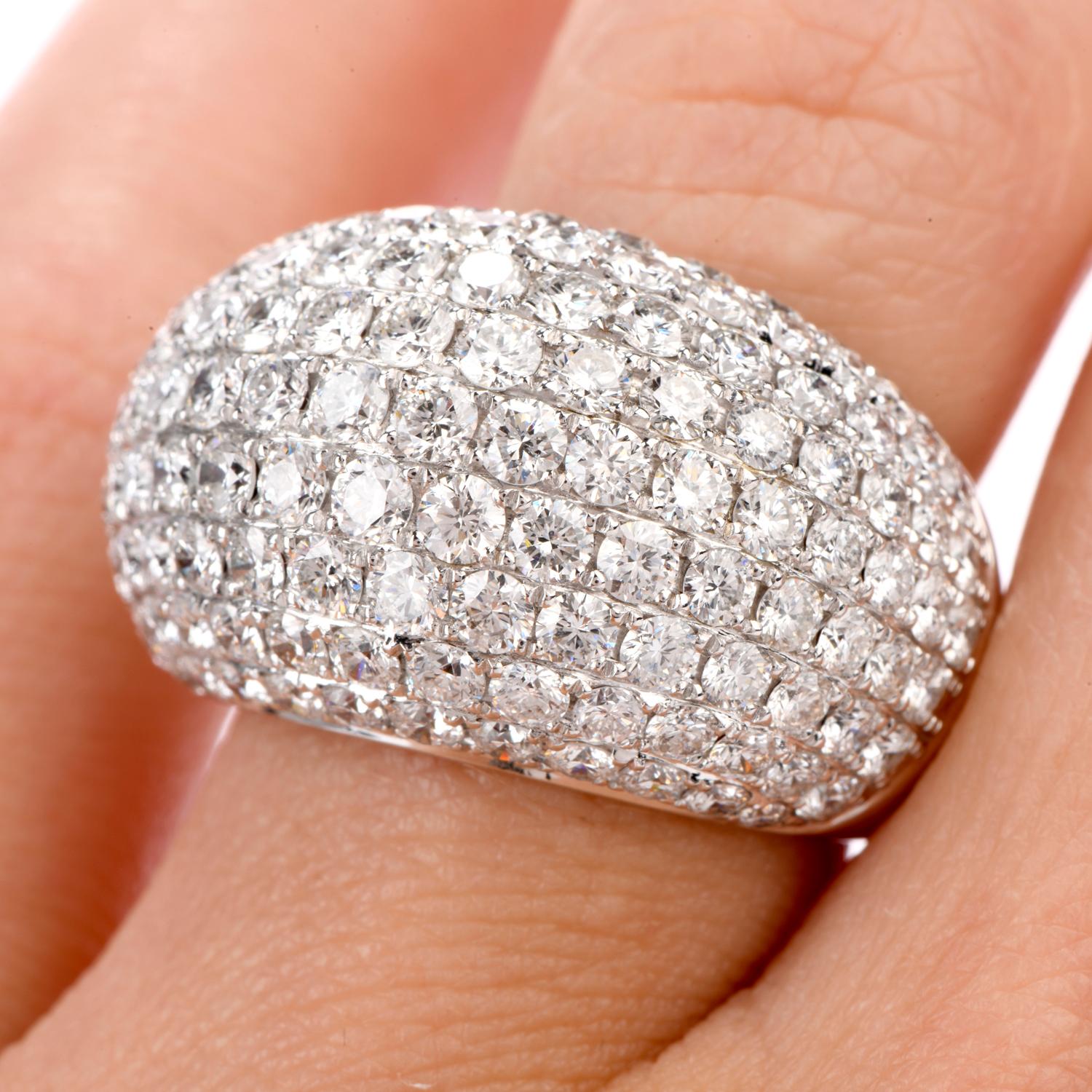 Women's Estate Pave Diamond 18 Karat Dome Bombe Cocktail Ring